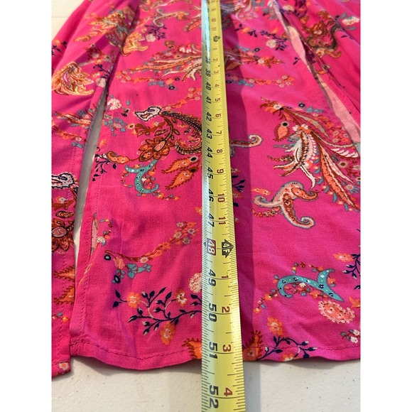 Wonderly Women’s Hot Pink Floral Paisley Double Slit Maxi Tank Dress S - Picture 14 of 14